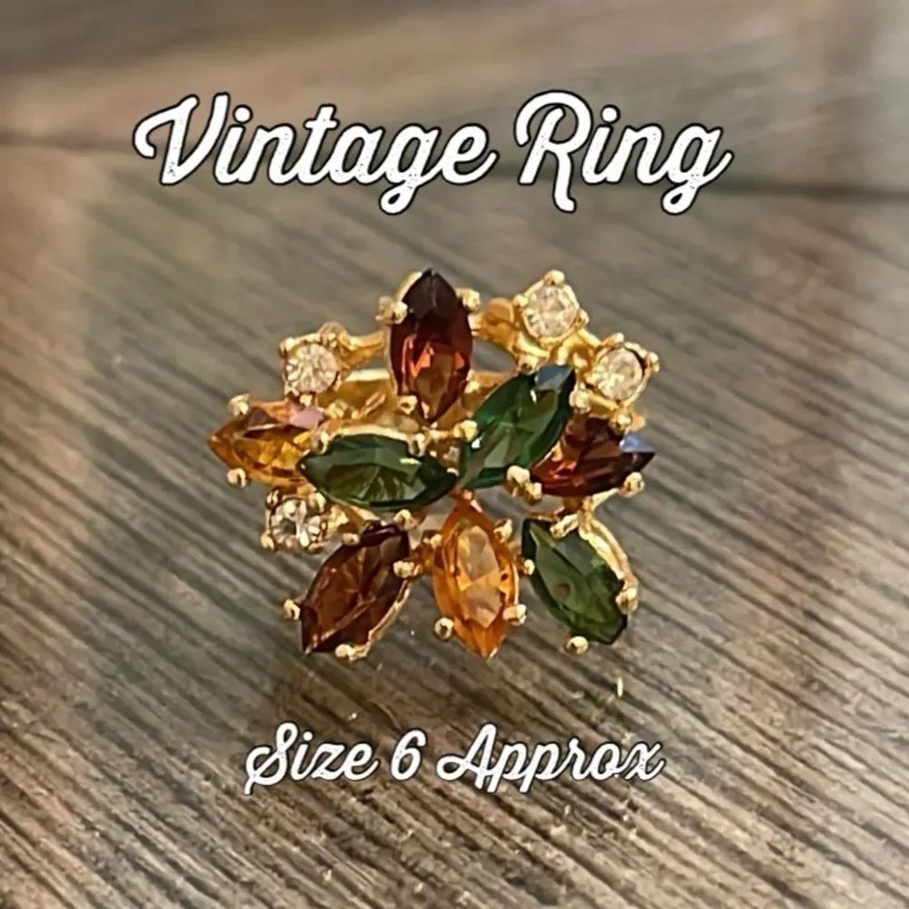 Vintage 18KT HGE Multicolor Cluster Stone Ring Sz 6 - Aurora Jewelry Co. ?